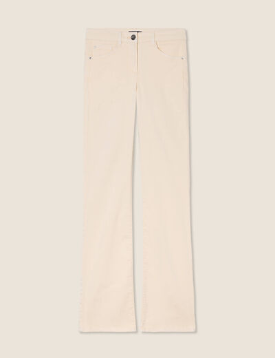 Pantalon léger bootcut taille basculée ivoire femme