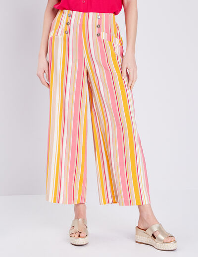Pantalon flou avec boutons multicolore femme