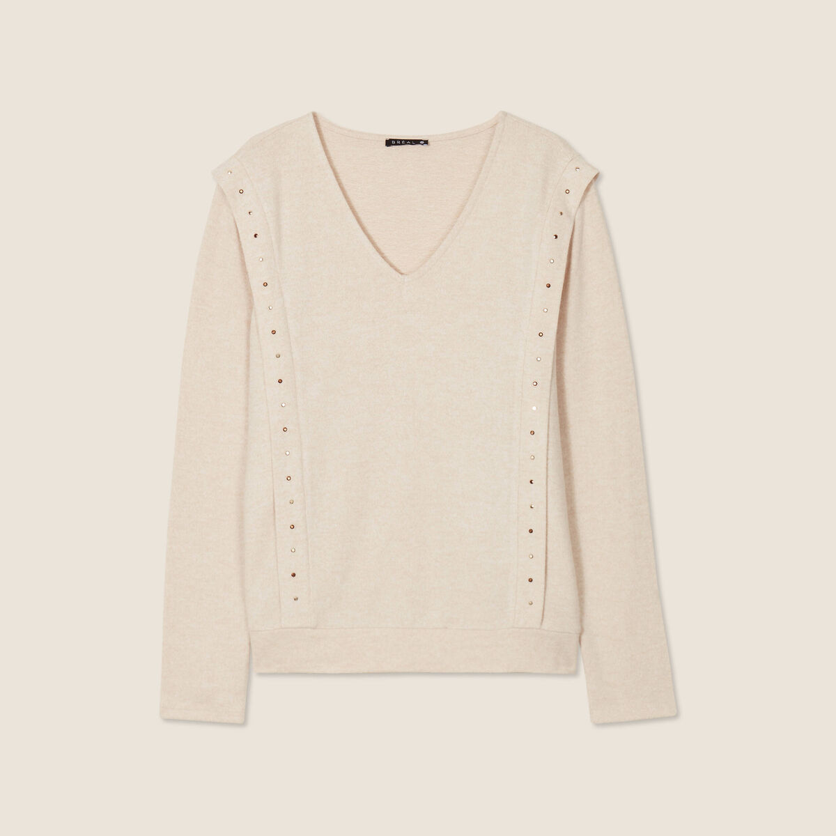 T-shirt manches longues ecru femme creme femme