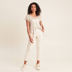 Pantalon large 7/8ème ivoire femme