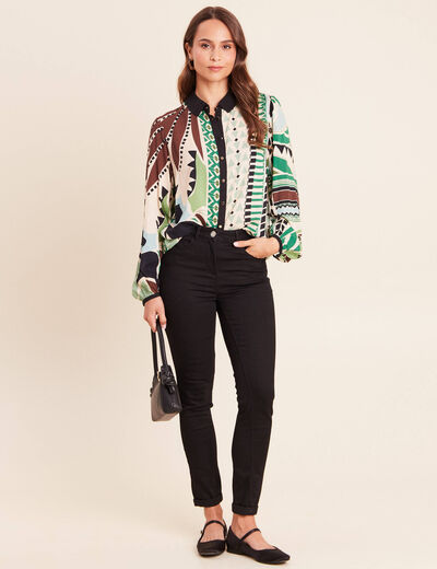 Chemise fluide manches longues vert femme
