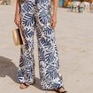Pantalon flou taille haute blanc femme