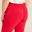 Pantalon flou ceintur&eacute; rouge femme