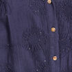 Blouse col tunisien manches 3/4 bleu marine femme