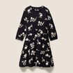 Robe courte &eacute;vas&eacute;e col v manches 3/4 noir femme