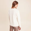 Pull col rond manches longues &agrave; sequins ecru femme