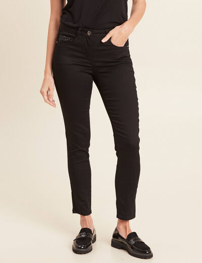 Pantalon ajusté 7/8ème noir femme