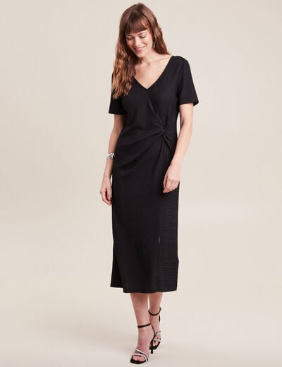Robe midi moulante noir femme