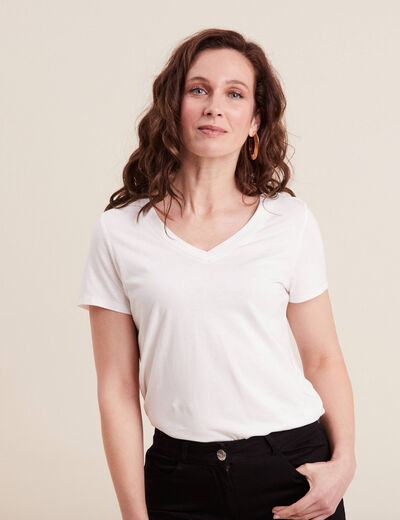 T-shirt manches courtes ecru femme