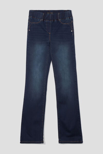 Jean tregging taille élastiquée denim brut femme