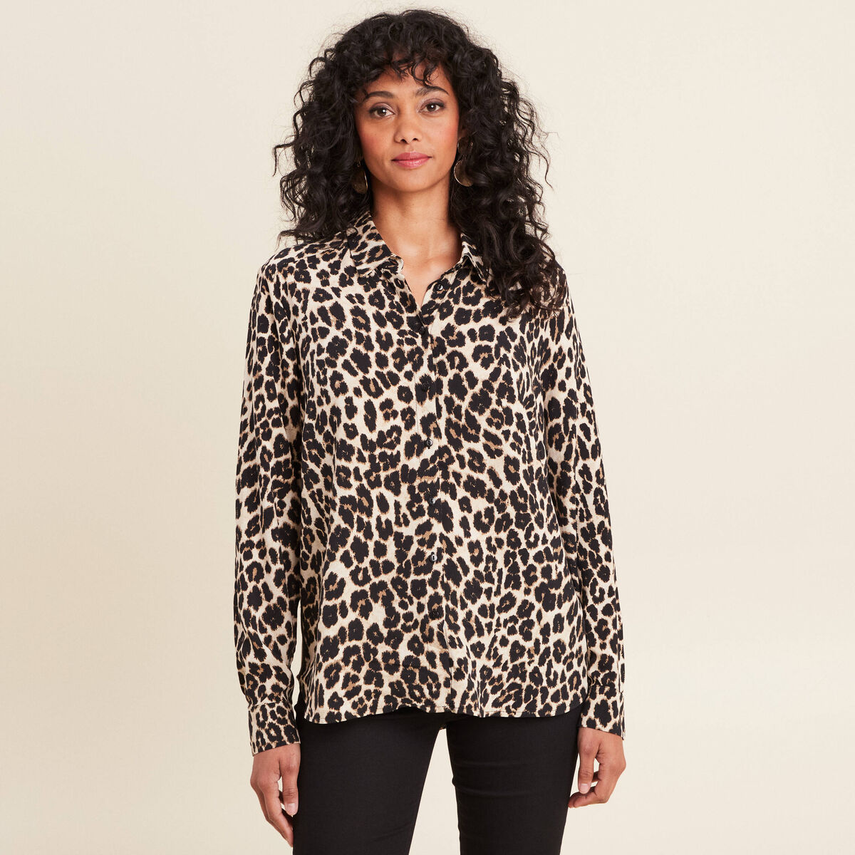 Chemise manches longues creme femme