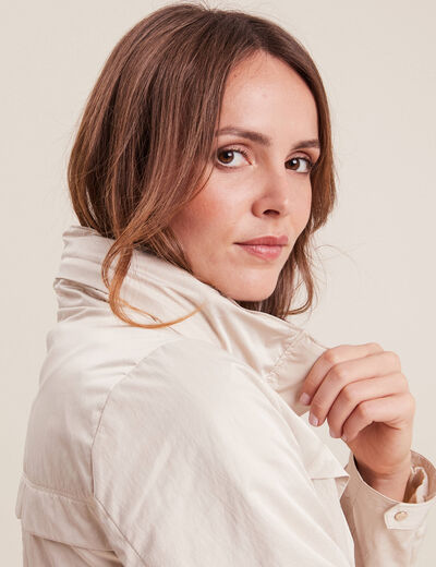 Parka déperlante cintrée lien à coulisse sable femme