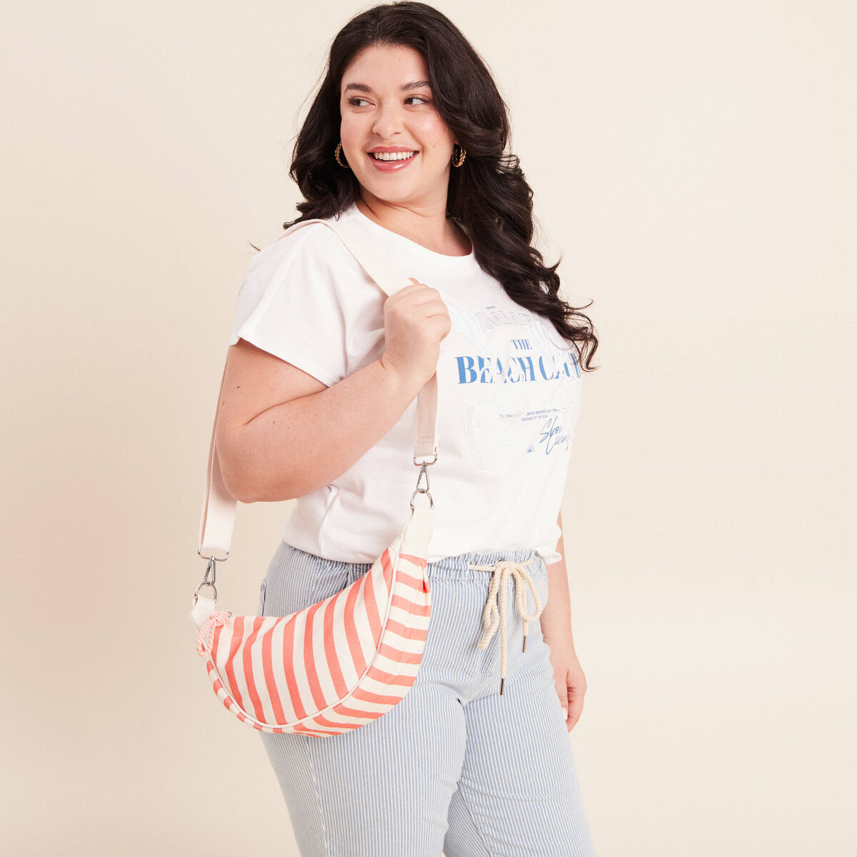 Sac bandouli&egrave;re doubl&eacute; orange fluo femme