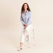 Jean coupe large 7/8&egrave;me taille haute blanc femme
