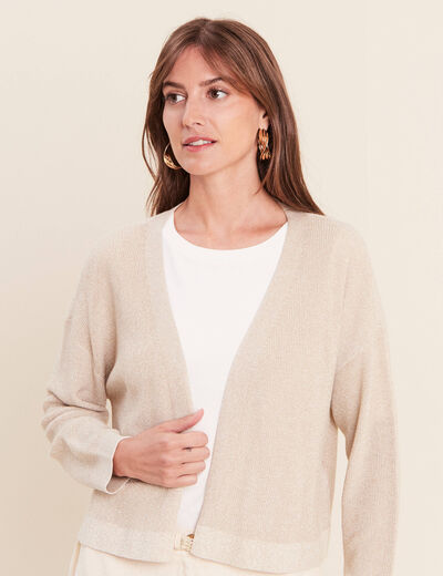 Gilet manches longues brillant couleur or femme