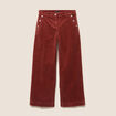 Pantalon large velours c&ocirc;tel&eacute; orange fonc&eacute; femme
