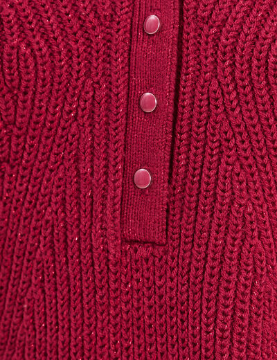Pull manches longues rouge fonc&eacute; femme