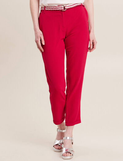 Pantalon chino à ceinture rose cerise femme