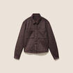 Chemise droite manches longues marron fonc&eacute; femme