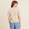 Pull col rond manches courtes beige femme