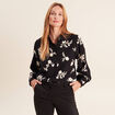 Chemise fluide brod&eacute;e manches longues noir femme