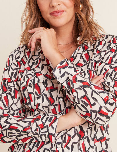 Chemise manches longues rouge femme