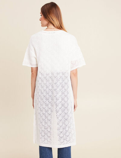 Gilet long manches courtes blanc femme