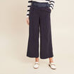Pantalon large ceinturé bleu foncé femme