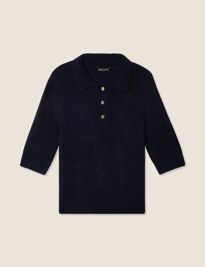 Pull manches courtes bleu foncé femme