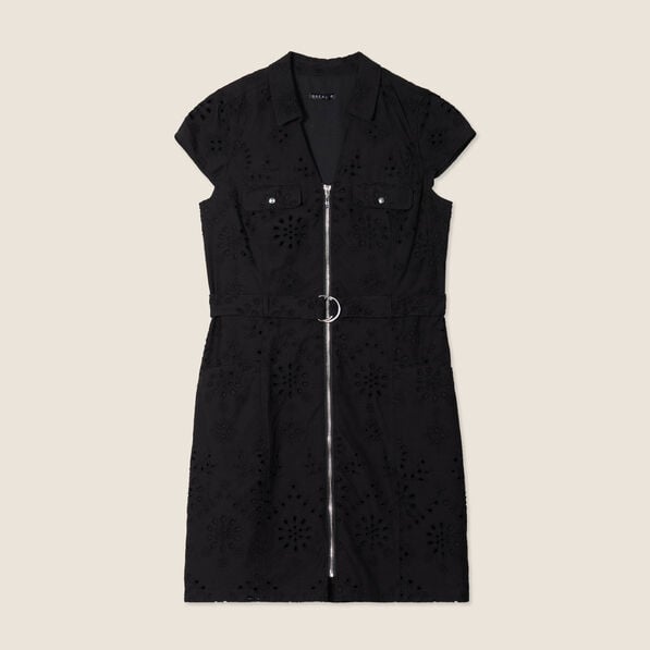 robe droite broderie anglaise noir femme Robe droite broderie anglaise noir femme