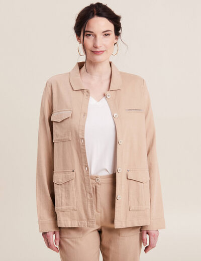 Veste droite boutonnée sable femme