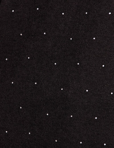 Sweat &agrave; capuche manches longues strass noir femme