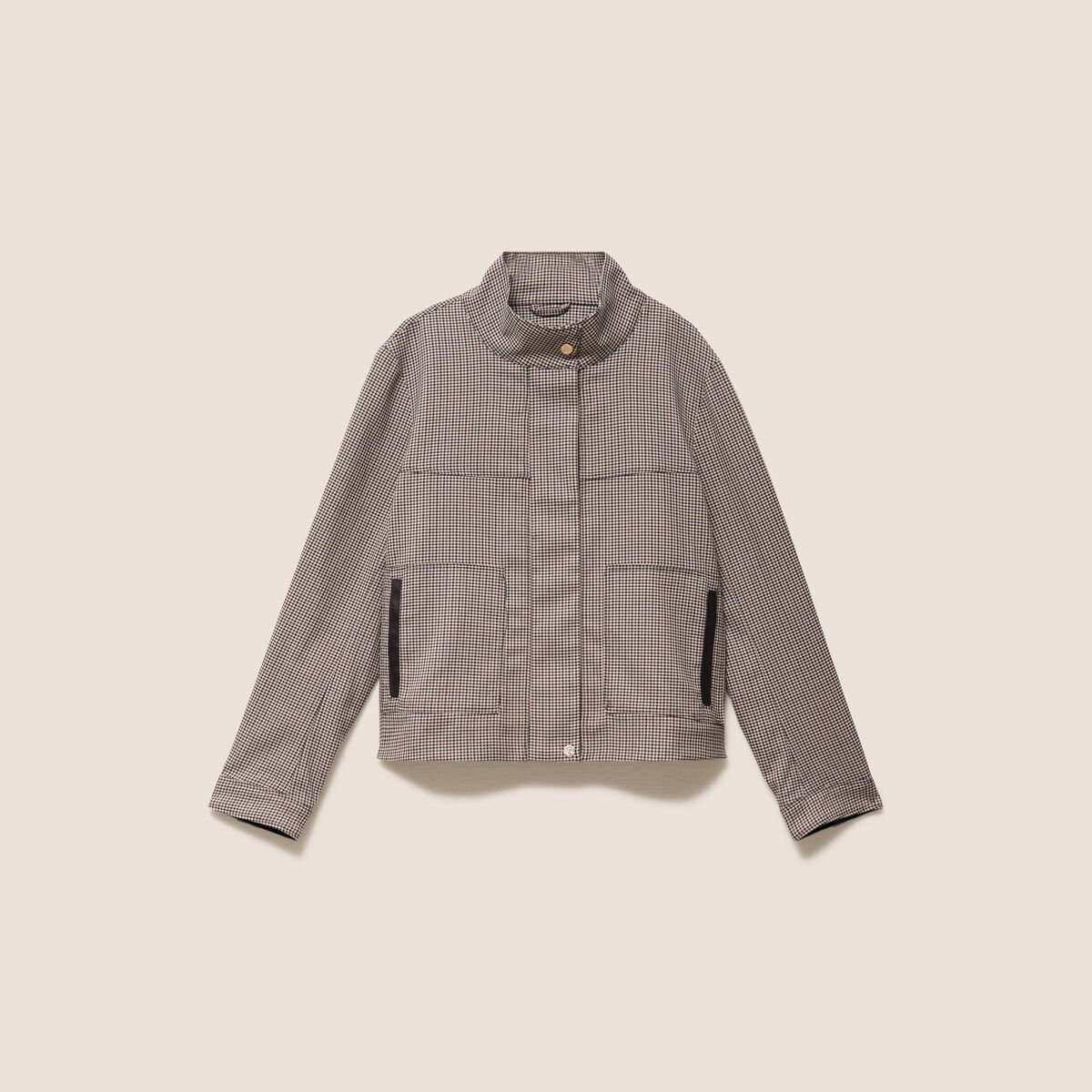 Veste col montant doubl&eacute;e marron femme