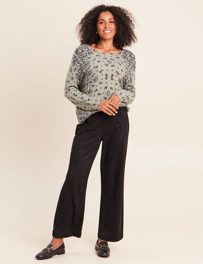 Pull col rond vert femme