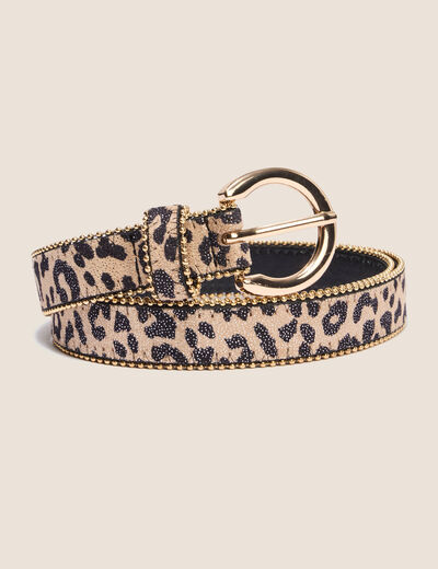 Ceinture fine avec cha&icirc;ne beige femme