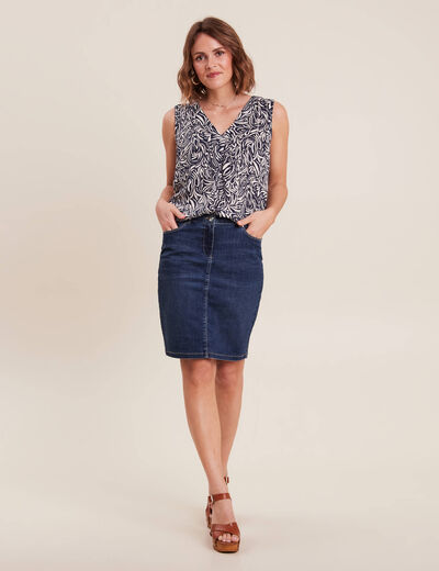Jupe droite denim brut femme