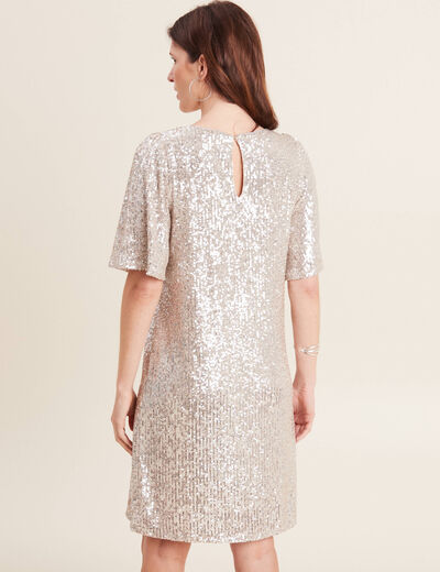 Robe évasée sequins couleur or femme