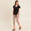 Pantacourt droit taille standard taupe femme