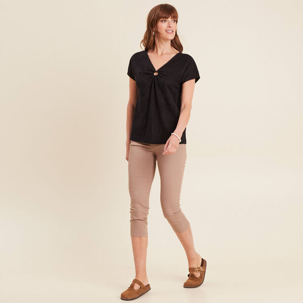 pantacourt droit taille standard taupe femme Pantacourt droit taille standard taupe femme