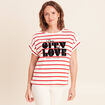 T-shirt droit col rond manches courtes rouge femme