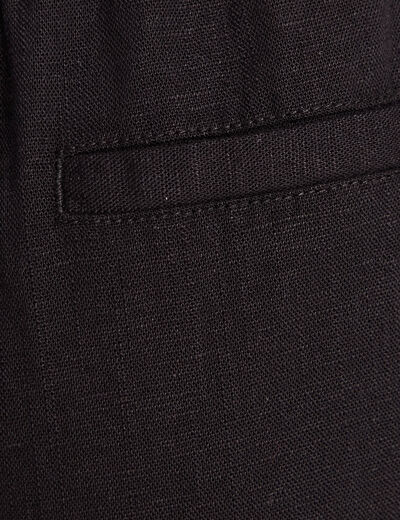 Pantalon large 7/8ème ceinturé noir femme