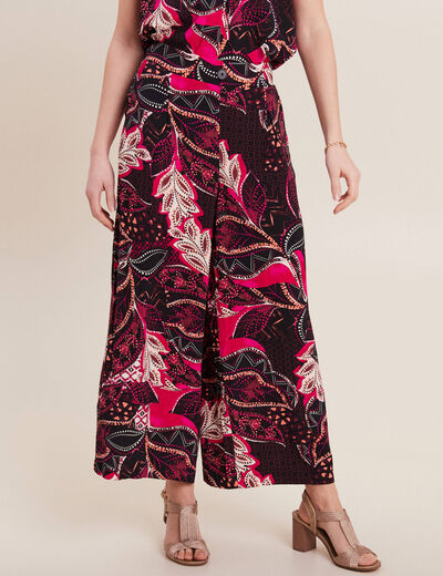 Pantalon flou large 7/8ème noir femme
