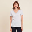 T-shirt manches courtes col en V bleu clair femme