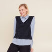 Pull effet 2-en-1 chemise bleu foncé femme