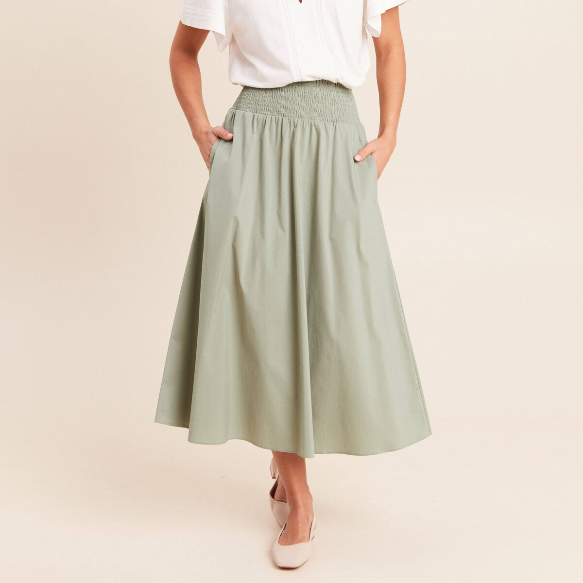 Jupe taille haute vert clair femme