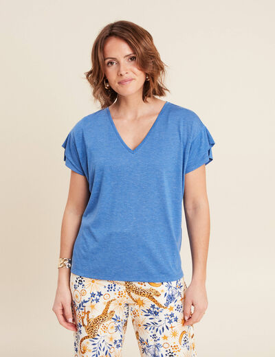 T-shirt manches courtes bleu femme