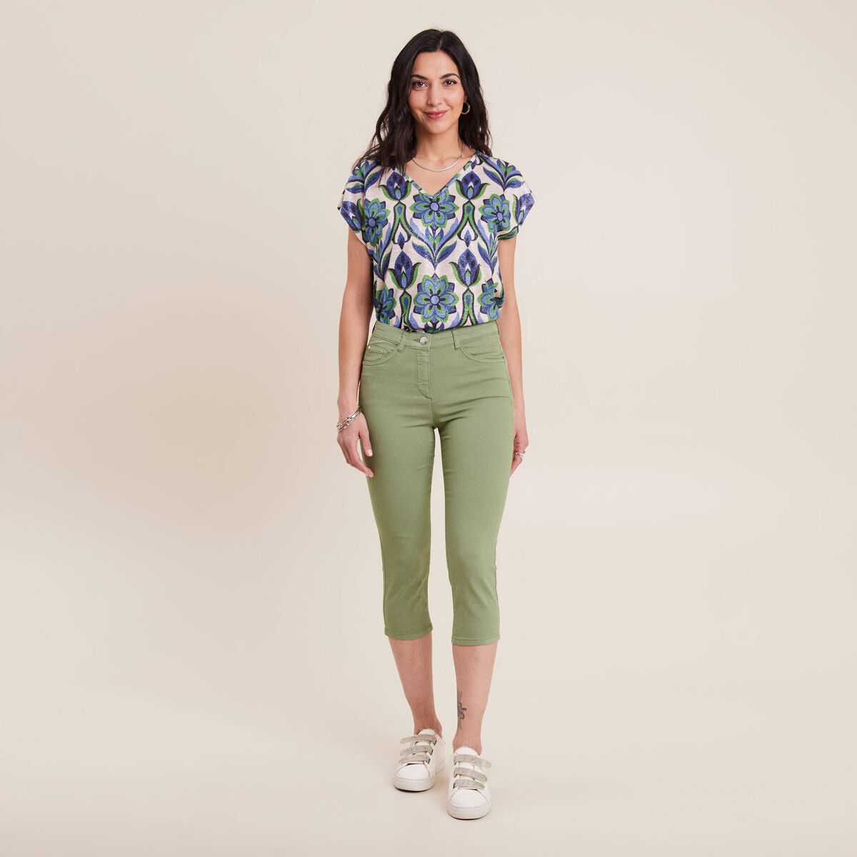 Pantacourt magique Le L&eacute;ger coupe droite vert femme