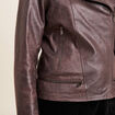 Veste esprit motard zipp&eacute;e marron fonc&eacute; femme