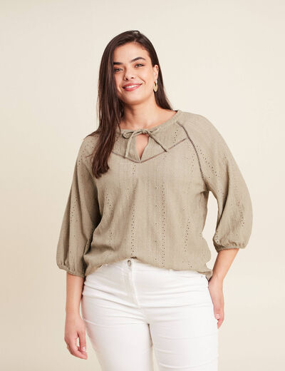 Blouse manches 3/4 vert clair femme