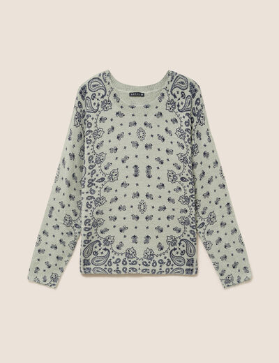 Pull col rond vert femme